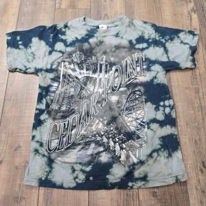 Vintage Cedar Point Roller Coaster Tie Dye Graphic T-Shirt Kids Medium Cotton